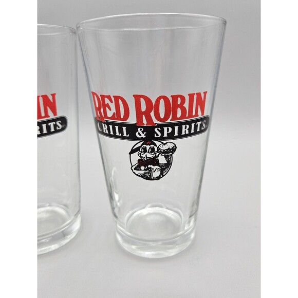 Libbey Glass Red Robin Grill & Spirits Tumblers Set Of 2 Tall Drinking Glasses - Picture 2 of 5